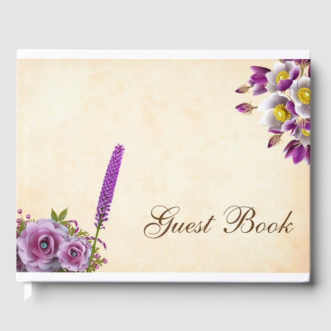 Premium Spring Flowers Guest Book (Front)