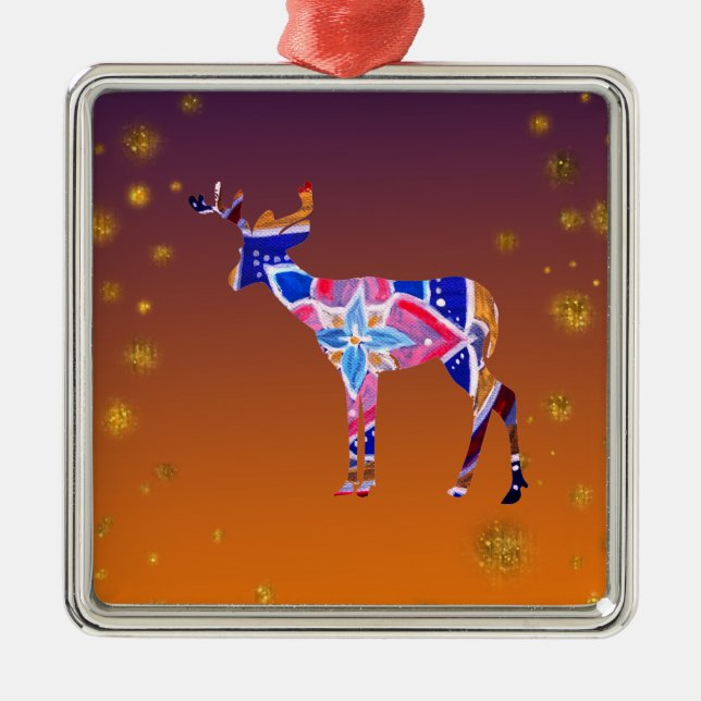 Premium Square Ornament Mandala Deer (Front)