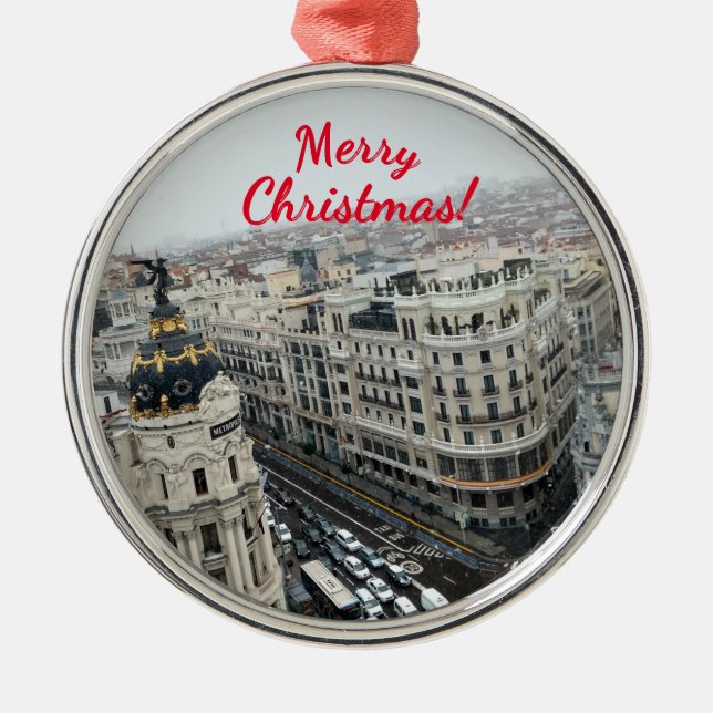 Premium Square Ornament of Madrid (Front)