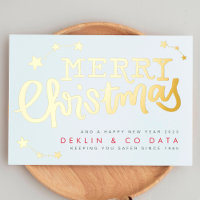 Premium White Gold Stars Merry Christmas Business