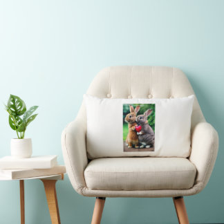 "Premium White Rabbit Photo Cushion: Add Charm to  Lumbar Pillow