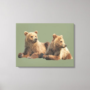Premium Wrapped Canvas 24x18 of grizzly bears