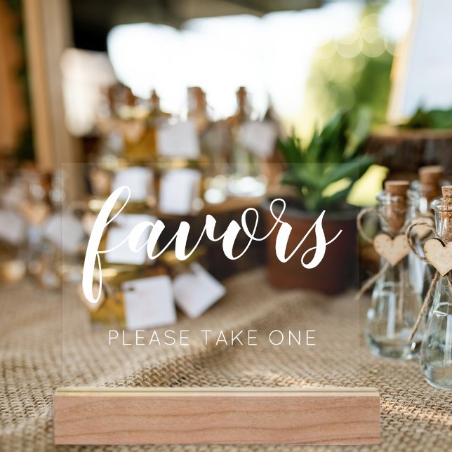 Prenez Une Faveur De Mariage (Please Take One Wedding Favors Acrylic Sign)