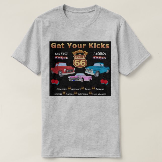 Prenez vos coups de pied. Route 66 t-shirts et cad (Design devant)