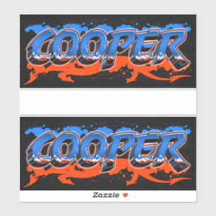 Prénom de Cooper Nom Graffiti Autocollant Autocoll