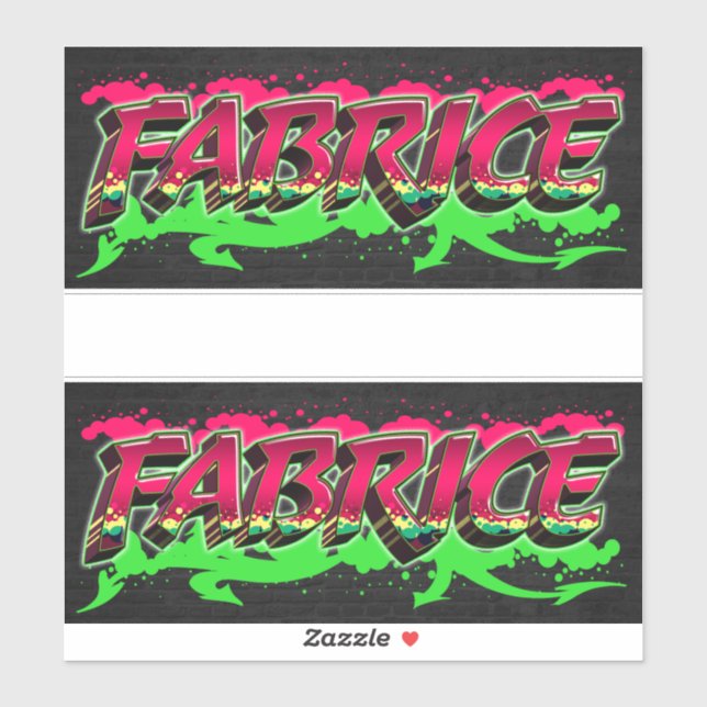 Prénom de Fabrice Nom Graffiti Autocollants Autoco (Feuille)