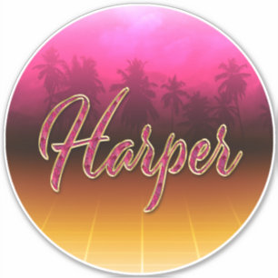 Prénom de Harper Nom de Golden Pink Autocollants