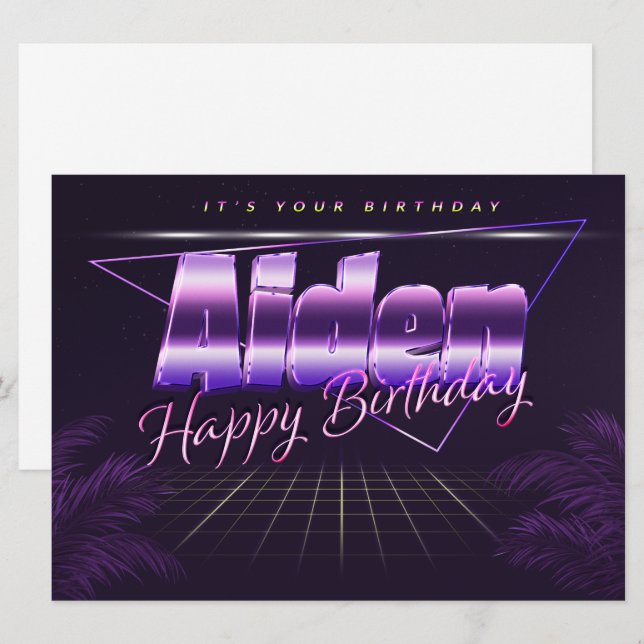 Prénom de l'anniversaire de la carte (Devant / Derrière)