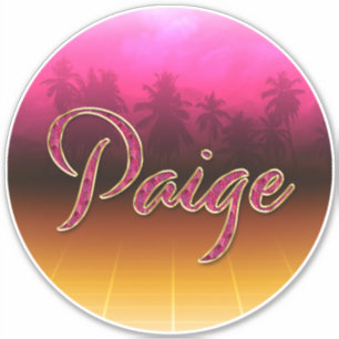 Prénom de Paige Nom de Golden Pink Autocollants