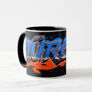 Prénom Graffiti blue Tasse orange