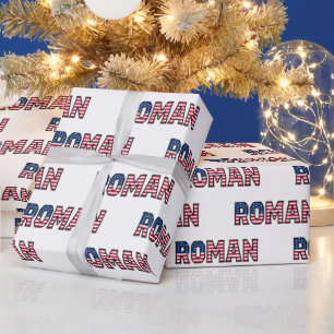 Prénom romain Nom USA États-Unis Papier cadeau Pap