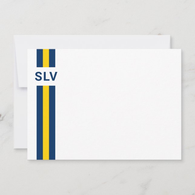 Prep Stripe Navy et Yellow Carte de remerciements (Devant)