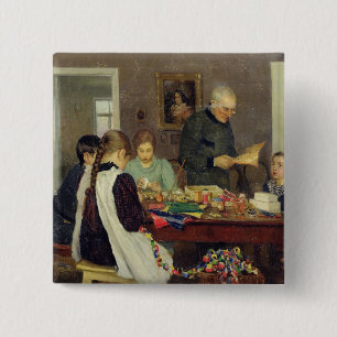 Preparation for Christmas, 1896 2 Inch Square Button