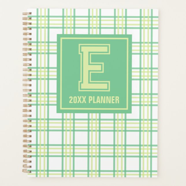 Préparatoire Plaid Monogramme Vert Citron (Devant)