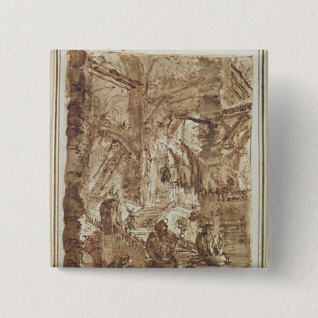 Preparatory drawing for plate number VIII 2 Inch Square Button (Front)