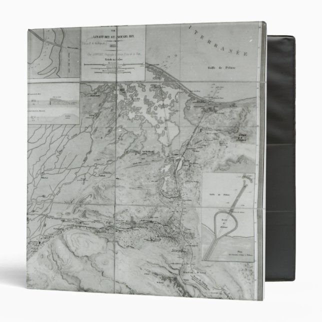 Preparatory Map of the Suez Canal, 1855 Binder (Front/Inside)