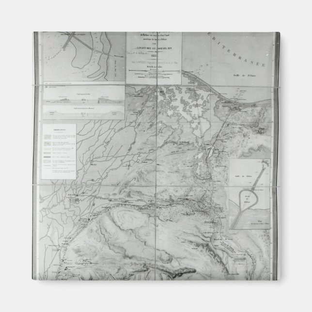 Preparatory Map of the Suez Canal, 1855 Magnet (Front)