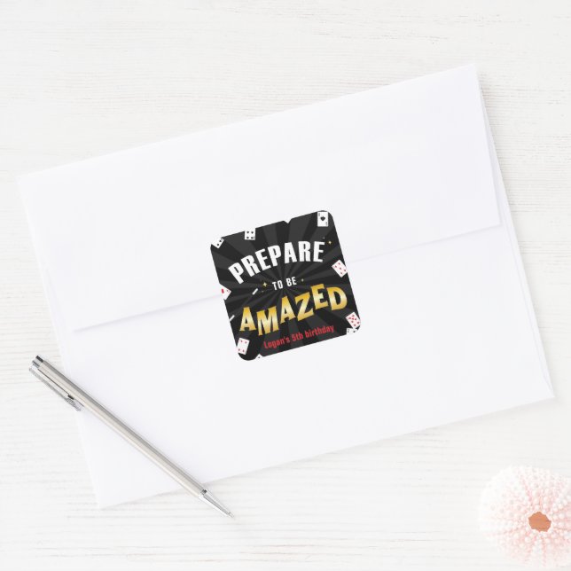 Prepare to be Amazed Magician Birthday, Any Age Square Sticker (Envelope)