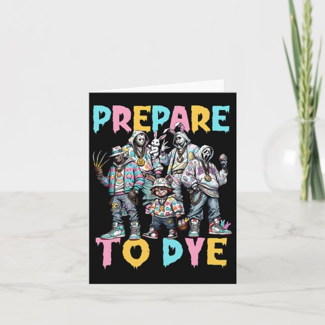 Prepare To Groovy Dye Funny Bunny Easter Horror Dy Card (Front)