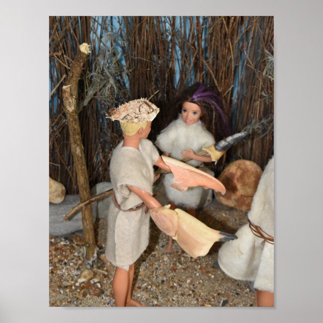 Preparing for a prehistoric hunt.  poster (Front)