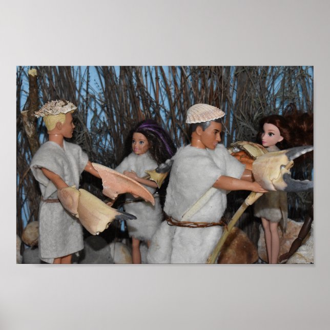 Preparing for a prehistoric hunt.  poster (Front)