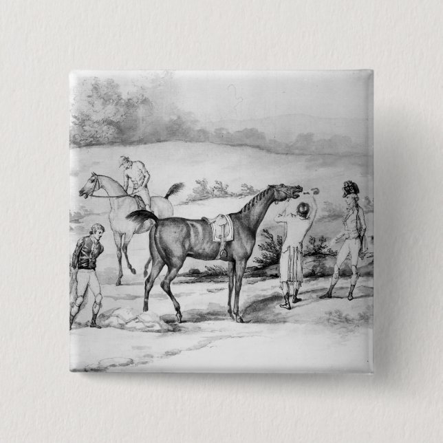 Preparing for a Race 2 Inch Square Button (Front)