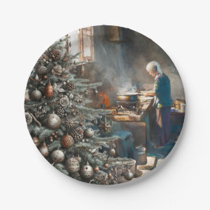 PREPARING FOR CHRISTMAS DINNER PAPER PLATE