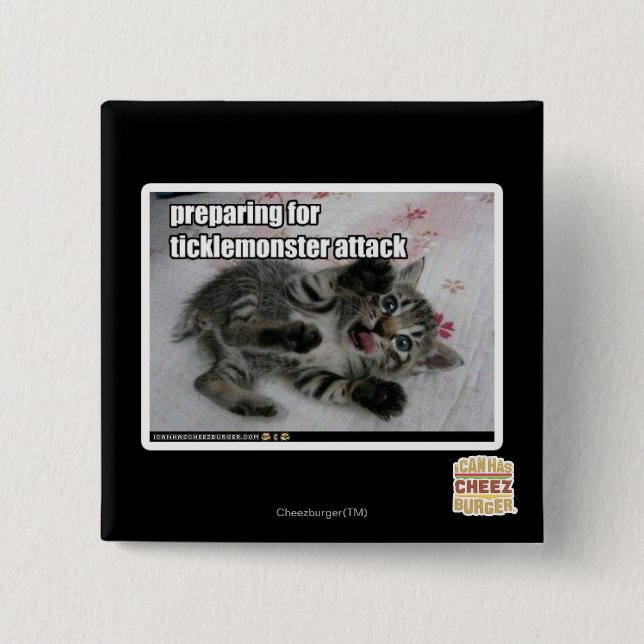 Preparing For Ticklemonster Attack 2 Inch Square Button (Front)