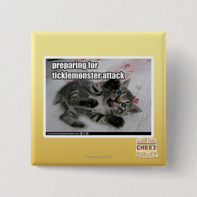 Preparing For Ticklemonster Attack 2 Inch Square Button (Front)