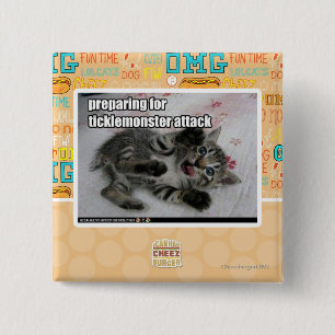 Preparing For Ticklemonster Attack 2 Inch Square Button