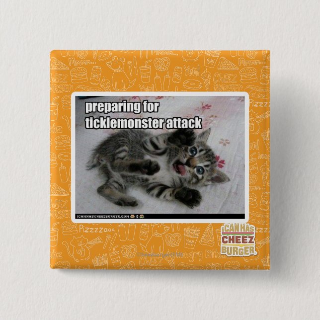 Preparing For Ticklemonster Attack 2 Inch Square Button (Front)