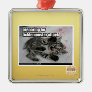 Preparing For Ticklemonster Attack Metal Ornament