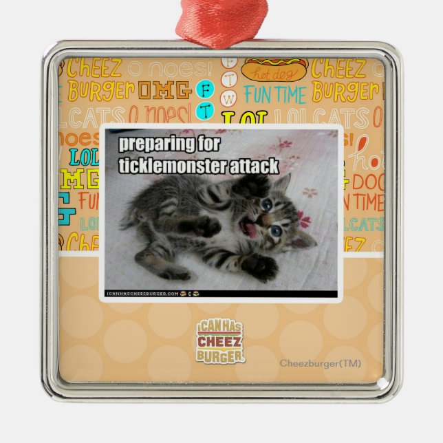 Preparing For Ticklemonster Attack Metal Ornament (Front)