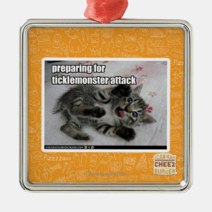 Preparing For Ticklemonster Attack Metal Ornament