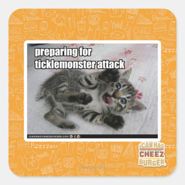Preparing For Ticklemonster Attack Square Sticker (Front)