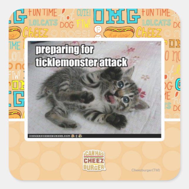Preparing For Ticklemonster Attack Square Sticker (Front)