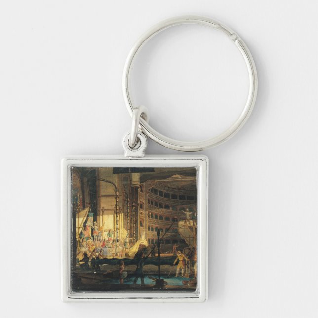 Preparing Scenery in a Theatre Keychain (Front)