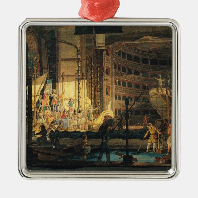 Preparing Scenery in a Theatre Metal Ornament (Front)