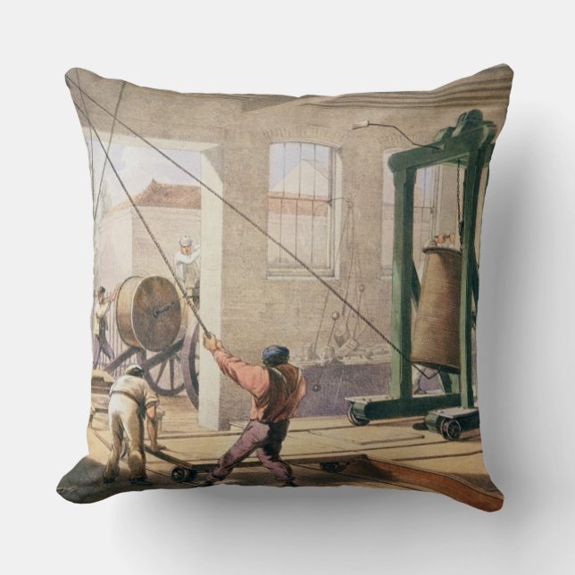 Preparing the Cable, from 'The Atlantic Telegraph' Throw Pillow (Front)