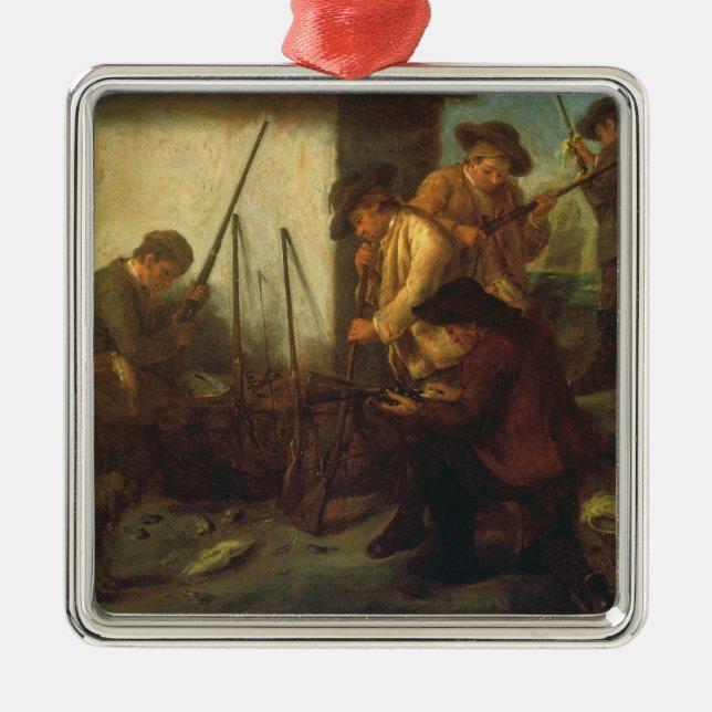 Preparing the Guns (oil on canvas) Metal Ornament (Front)