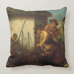 Preparing the Guns (oil on canvas) Throw Pillow