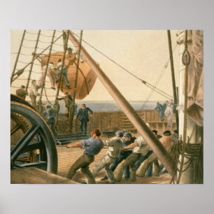 Preparing to launch one of the large buoys, August Poster