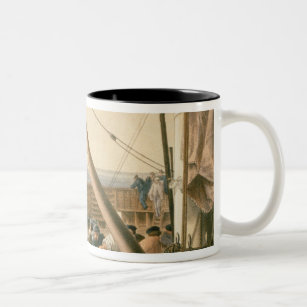 Preparing to launch one of the large buoys, August Two-Tone Coffee Mug