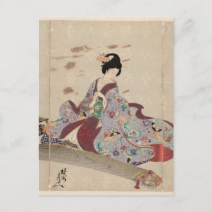Preparing to Play the Koto by Toyohara Chikanobu Postcard