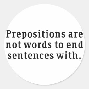Prepositions Classic Round Sticker