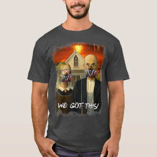 Preppers Gifts American Gothic Parody Doomsday T-Shirt