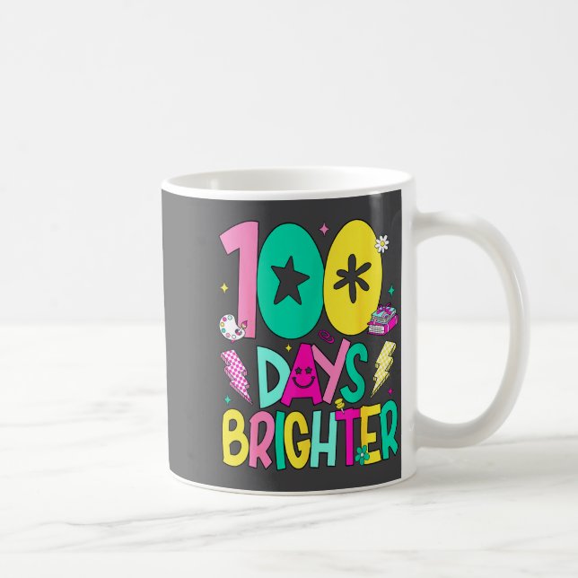 Preppy 100 Days Brighter Happy 100th Day Of School Coffee Mug (Right)