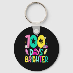 Preppy 100 Days Brighter Happy 100th Day Of School Keychain