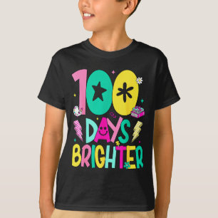Preppy 100 Days Brighter Happy 100th Day Of School T-Shirt