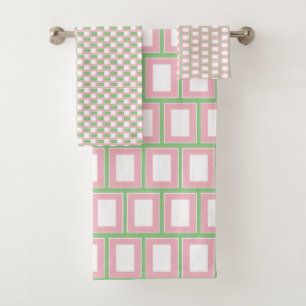 Préppy 1980 rose blanc vert Motif géométrique